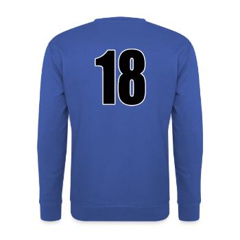 Numéro 18 numéro dix-huit numéro de maillot football sport - Sweat-shirt Unisexe - bleu royal - Dos - Michal (187cm)