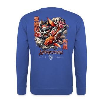 Devilish Hannya Art - Unisex Pullover - Royalblau - Hinten - Michal (187cm)