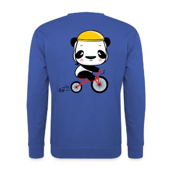 Ours panda à vélo - Sweat-shirt Unisexe - bleu royal - Dos - Michal (187cm)