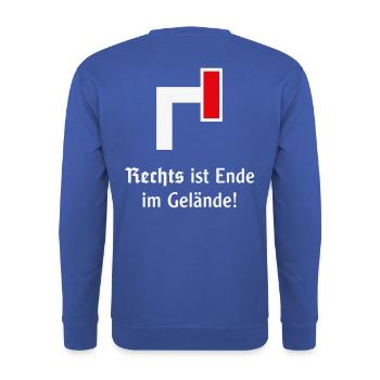 Rechts Ist Ende Im Gelände! (Gegen Rechts) - Unisex Pullover - Royalblau - Hinten - Michal (187cm)