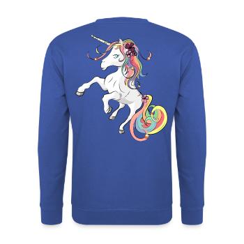 Licorne - unicorn - Sweat-shirt Unisexe - bleu royal - Dos - Michal (187cm)