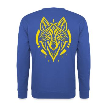 Wolfskopf - Unisex Pullover - Royalblau - Hinten - Michal (187cm)