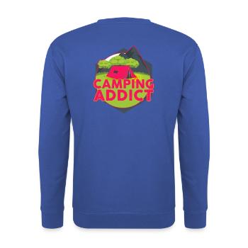 Dépendant du camping | Tee shirt campeur - Sweat-shirt Unisexe - bleu royal - Dos - Michal (187cm)