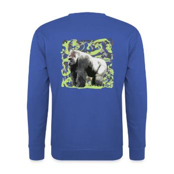 Großer afrikanischer schwarzer Gorilla Dschungelboden - Unisex Pullover - Royalblau - Hinten - Michal (187cm)