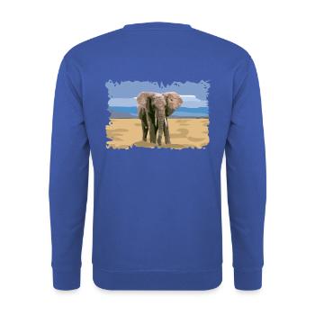 Kleiner afrikanischer Elefant elephanto savannah sky - Unisex Pullover - Royalblau - Hinten - Michal (187cm)