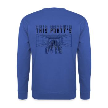 This Party`s over Streetwear hinten Bedruckt - Unisex Pullover - Royalblau - Hinten - Michal (187cm)