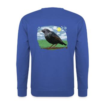 Bird stun illustration nature cloudy sky - Unisex Sweatshirt - royal blue - Back - Michal (187cm)