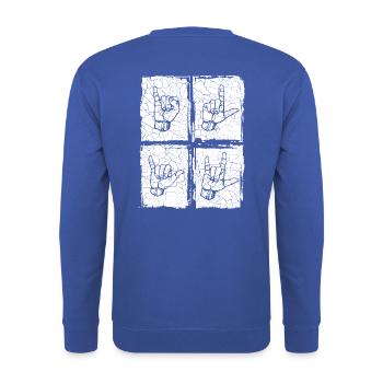 I LOVE YOU - Backprint - DGS Streetwear - Sweat-shirt Unisexe - bleu royal - Dos - Michal (187cm)