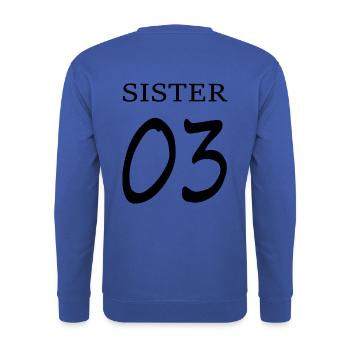 Sister 03 Print / BFF Forever - Unisex Sweatshirt - royal blue - Back - Michal (187cm)