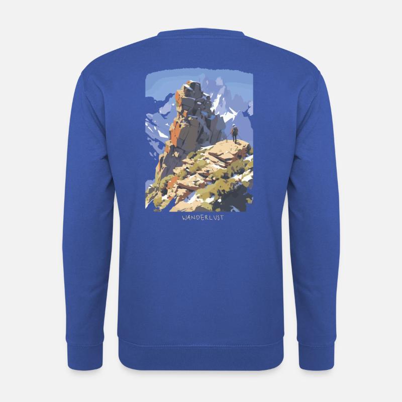 Alpine Schönheit - Gemälde mit Bergen und Wanderer - Unisex Pullover - Royalblau