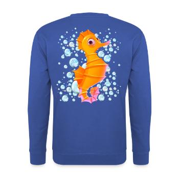 Sea Horse Bubbles - Unisex Sweatshirt - royal blue - Back - Michal (187cm)