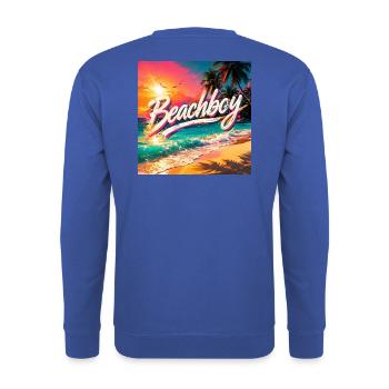 Beachboy Neon Sunset - Unisex Pullover - Royalblau - Hinten - Michal (187cm)