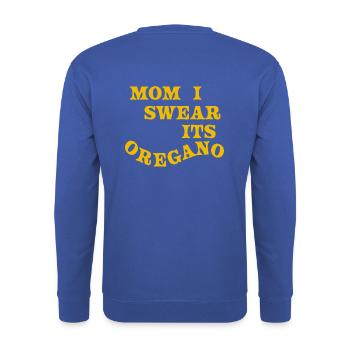 Mom i swear its oregano - Unisex Pullover - Royalblau - Hinten - Michal (187cm)