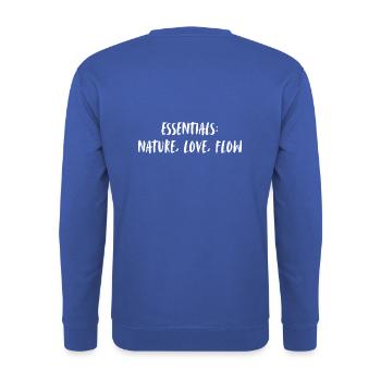 Essentials: nature, love, flow. - Unisex Pullover - Royalblau - Hinten - Michal (187cm)