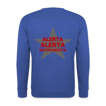 ALERTA ALERTA ANTIFA mostly backprint backprint - Unisex Sweatshirt - royal blue - Back - Michal (187cm)