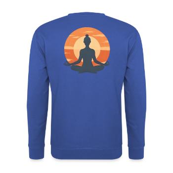 Meditativer Sonnenuntergang - Unisex Pullover - Royalblau - Hinten - Michal (187cm)