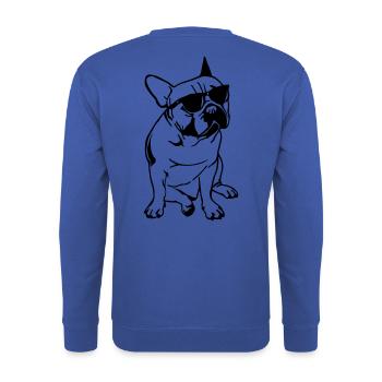 Le Bouledogue Français au soleil - Sweat-shirt Unisexe - bleu royal - Dos - Michal (187cm)