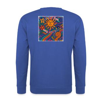 Feel the Sun - Sommer Design - Unisex Pullover - Royalblau - Hinten - Michal (187cm)
