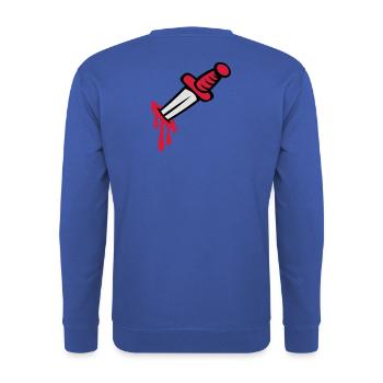 Messer in der Sie zurück - Unisex Pullover - Royalblau - Hinten - Michal (187cm)