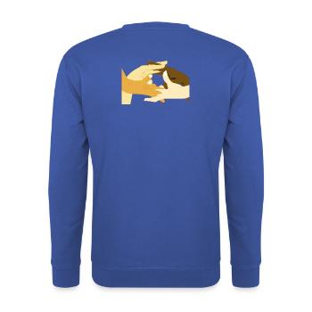 Vielfalt und Miteinander - Unisex Pullover - Royalblau - Hinten - Michal (187cm)