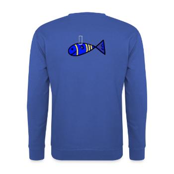 Aprilscherz - Unisex Pullover - Royalblau - Hinten - Michal (187cm)