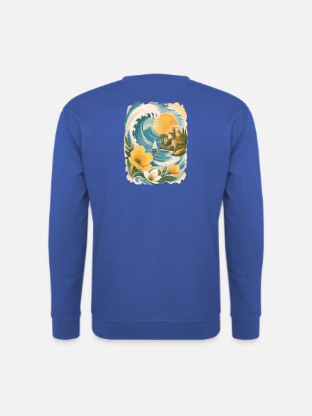 Sonne Meer Wellen Retro Strand Urlaub - Unisex Pullover - Royalblau