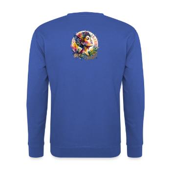 Believe in Yourself Porträt - Unisex Pullover - Royalblau - Hinten - Michal (187cm)