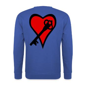 Romance Love Relationship Partner Tee Heart Keys - Unisex Sweatshirt - royal blue - Back - Michal (187cm)