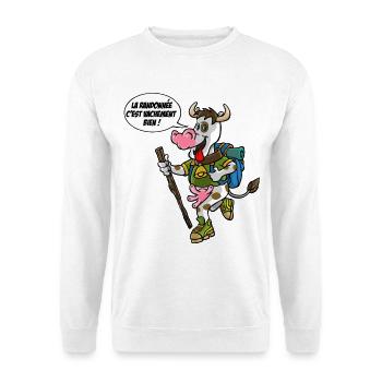 la vache en randonnée - Sweat-shirt Unisexe - blanc - Devant
