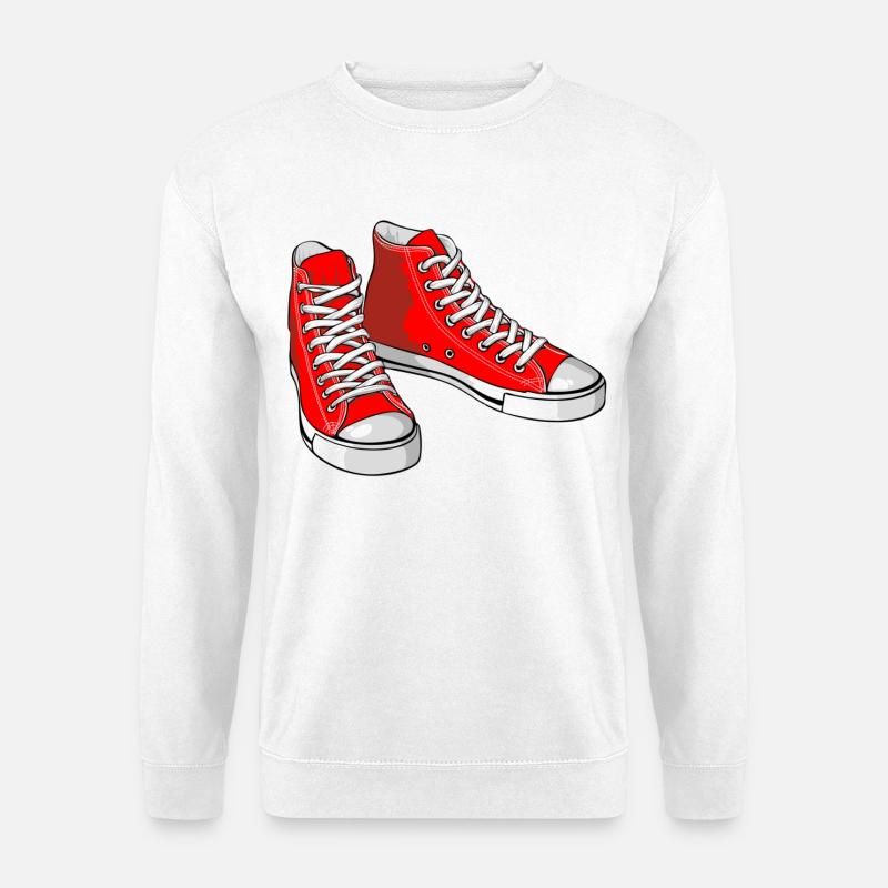 Rote Turnschuhe - Unisex Pullover - Weiß