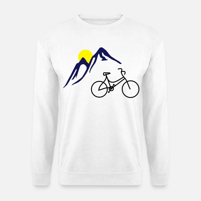 Fahrrad, Berge und Sonne - Unisex Pullover - Weiß