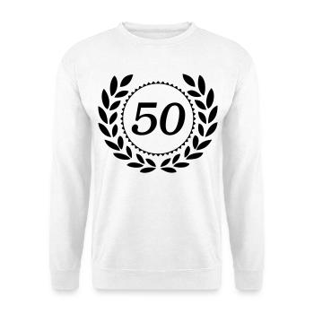 50.Geburtstag ,50 Jahre Jubiläum Lorbeerkranz (25) - Unisex Pullover - Weiß - Vorne