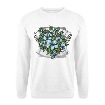 Blumen | Flower Power Design mit Flügel - Unisex Pullover - Weiß - Vorne