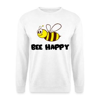 bee happy - Unisex Pullover - Weiß - Vorne