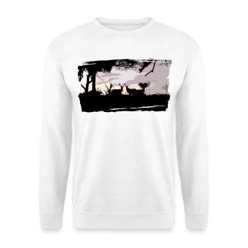 Maßgeschneiderte Hirsch- & Brech-Shirt - Unisex Pullover - Weiß - Vorne