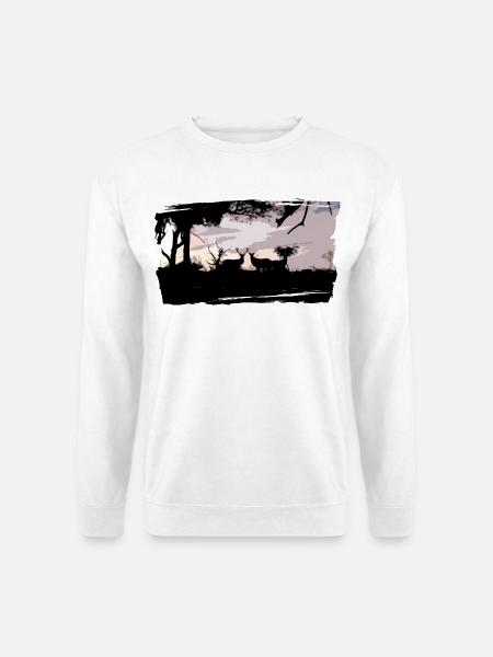 Maßgeschneiderte Hirsch- & Brech-Shirt - Unisex Pullover - Weiß