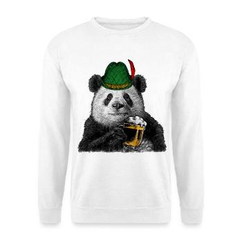 Panda mit Bier / Lustig, Humor - Unisex Pullover - Weiß - Vorne