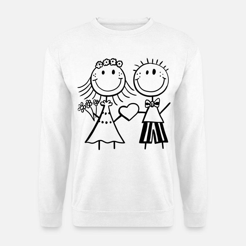 Lustiges Strichmännchen Brautpaar - Hochzeit - Fun - Unisex Pullover - Weiß