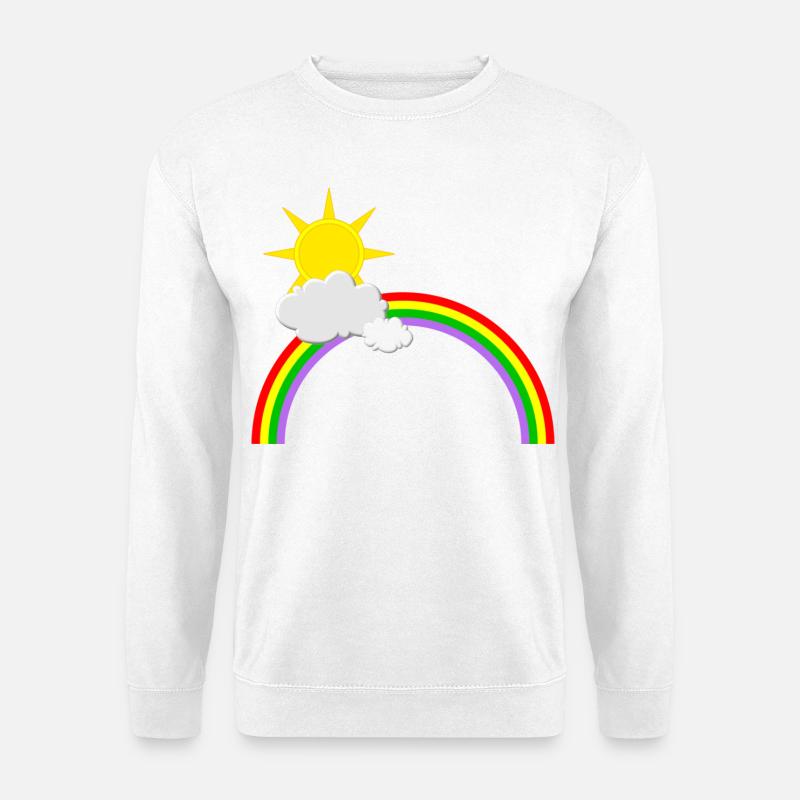 Regenbogen, Sonne, Wolken - Unisex Pullover - Weiß
