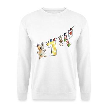 Baby's First Birthday Clothesline - One - Child - Unisex Sweatshirt - white - Front