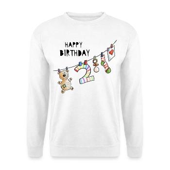 Happy Birthday - Zweiter Geburtstag - Zwei Jahre - Unisex Pullover - Weiß - Vorne