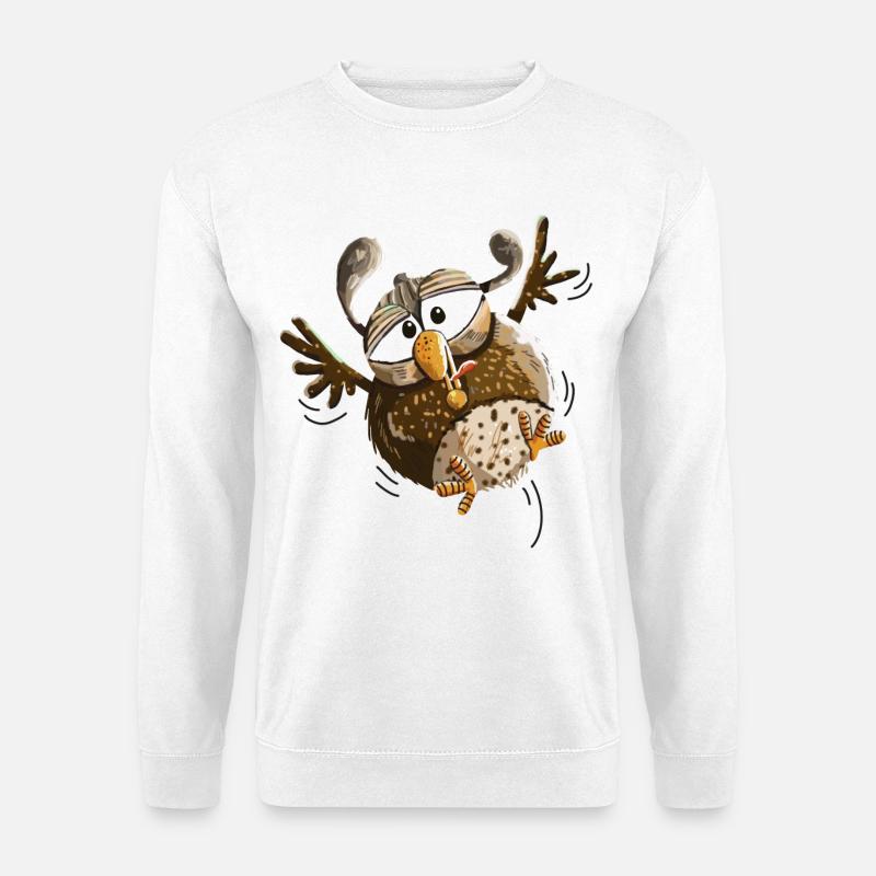 Flatternde Eule im Tiefflug - Eulen - Lustig - Unisex Pullover - Weiß