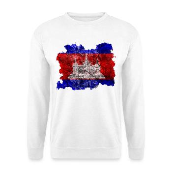 Kambodscha Vintage Flagge - Unisex Pullover - Weiß - Vorne
