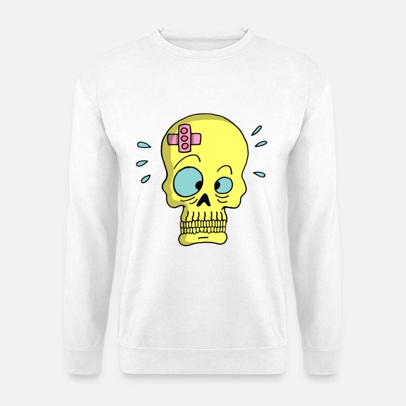 Schädel und Heftpflaster - Unisex Pullover - Weiß