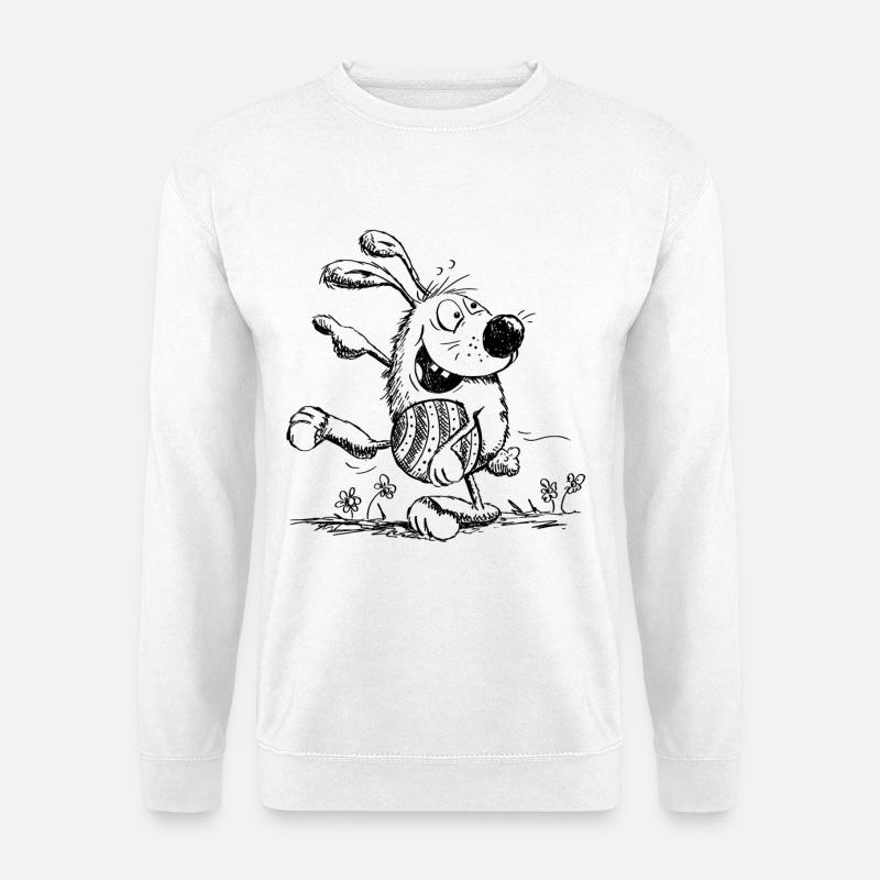 Lustiger Osterhase mit Osterei - Ostern - Unisex Pullover - Weiß