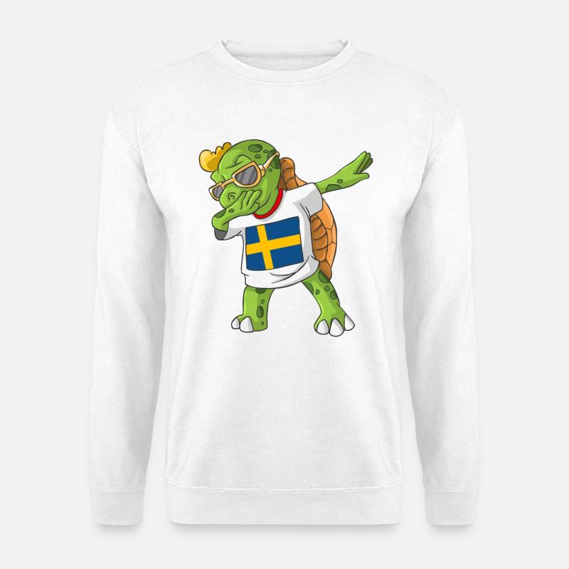 Schweden Dabbing Schildkröte - Unisex Pullover - Weiß