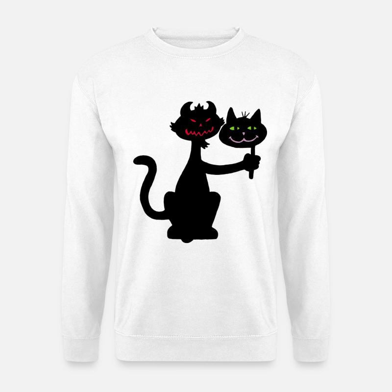 Schwarze Katze und Dämon - Unisex Pullover - Weiß