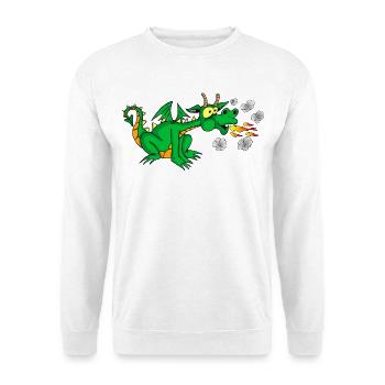 Grüner Drache - Unisex Pullover - Weiß - Vorne - Alina (178cm) & Michal (187cm)