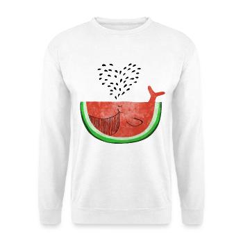 Pastèque Wal - melon Walvis - Fruit -Love - Sweat-shirt Unisexe - blanc - Devant