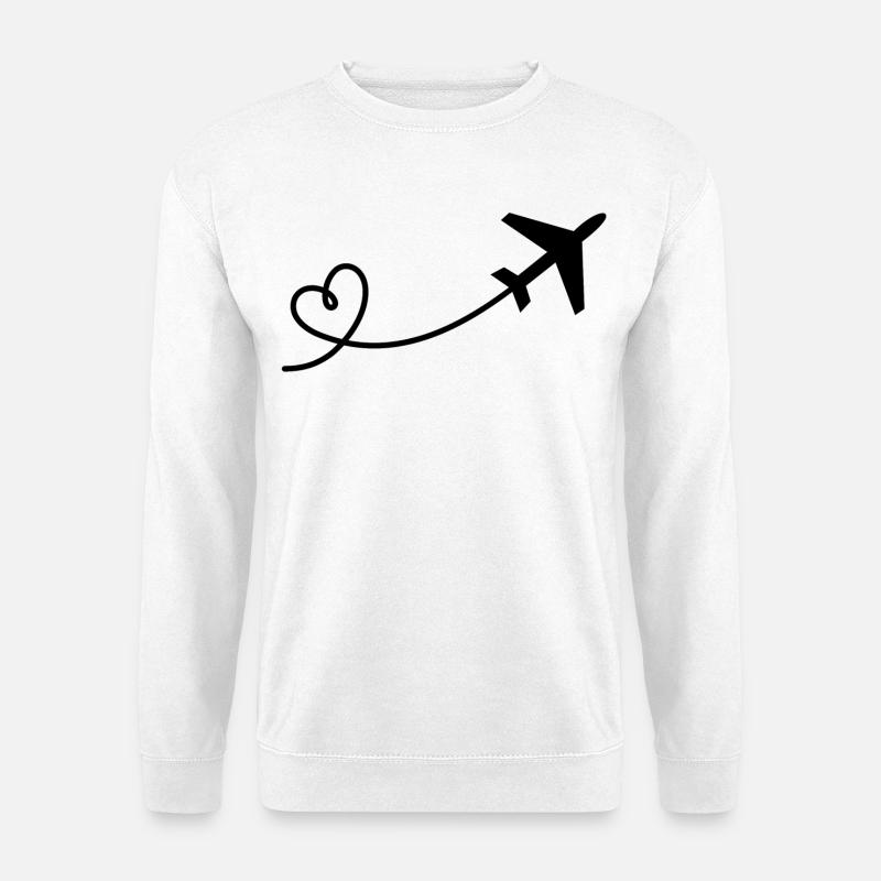 Flugzeug Flieger mit Herz in schwarz - Unisex Pullover - Weiß